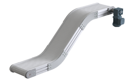 Mesh belt conveyor slopes type U